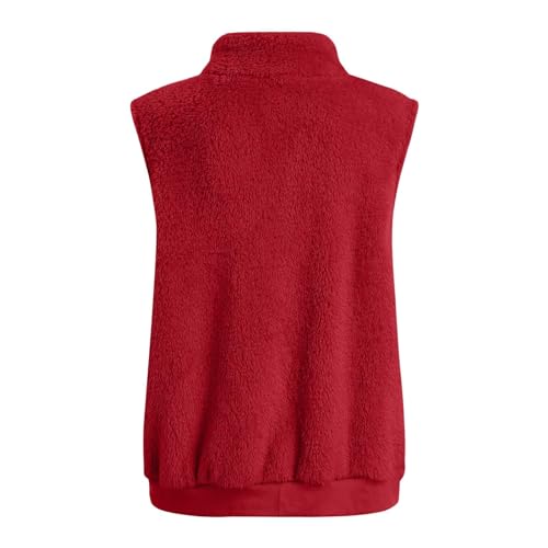 Womens Fuzzy Fleece Vest Zipper Oversized Sleeveless Warm Jacket with Pockets Fall Fashion Outerwear Coats4