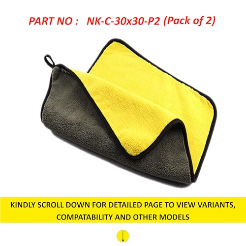 Image of NIKAVI Thick & Soft Absorbent Microfiber Wash Cloth for Auto Care | Car & Bike Cleaning Towel | Yellow & Gray - 30 x 30 cm (Pack of 2)