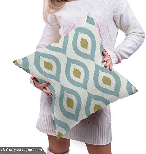 Lunarable Ikat Fabric by The Yard, Geometric Retro Ikat Tribal Pattern Classic Indigenous Lines Eastern Design, Decorative Fabric for Upholstery and Home Accents, 3 Yards, Mustard Cream - 4
