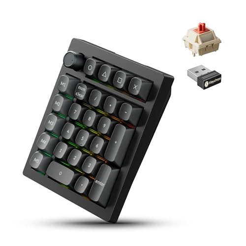 Keychron V0 Ultra 8K Polling Rate Wireless (2.4 GHz & Bluetooth) ZMK Custom Number Pad with Hot-swappable Red Switches 360-Hr Battery OSA PBT Keycaps RGB Backllit for Mac Windows Linux