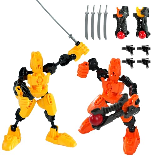 Rolling Art 2Pcs Cute Model 13 Action Figure Set,Robot 13 Multi-Jointed Action Figure，3D Printed Fighter Action Figures for Game Lover，Best Gift for Him (Yellow + Orange)