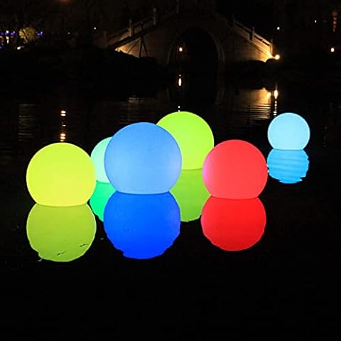Pond Lighting Floating LED 16 RGB Colours Outdoor Decor Pool Garden Lawn Yard Patio Porch Multi-Size Ball Lights Remote Control Rechargeable IP68 Waterproof (12 cm) Cover