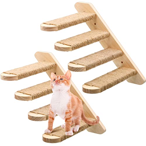 Escalera para gatos de pared de madera, 2 unidades miniatura 1