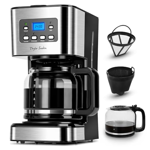 Taylor Swoden Darcy 950 W Coffee Machine with Timer, 1.5 L Filter Coffee Machine, 12 Cups, Automatic Shut-Off, Drip Stop, Reusable Filter and Heating Plate, BPA-Free, Black