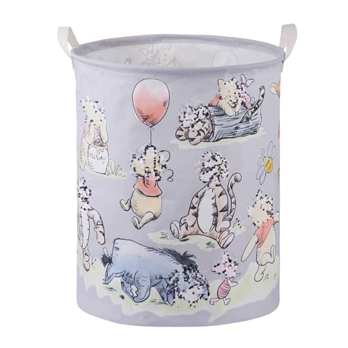 Image of Bear Storage Basket, Nursery Large Hamper Canvas Laundry Basket Foldable With Waterproof Pe Coating,For Kids Boys And Girls, Bathroom, Bedroom, Clothes,Toy Bin