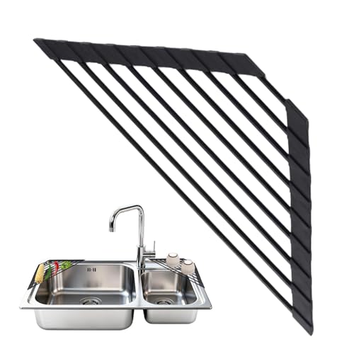 Porta vajilla de cocina – Estructura plegable ligera antideslizante de forma triangular – Escurreplatos triangular para esquina fregadero, para encimera de trabajo, casa, hotel, dormitorio