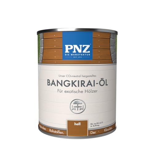 PNZ Bangkirai Öl - für Außen | Nachhaltig hergestellt mit regionalen Rohstoffen | Made in Germany | passend für Holzdeck, Holz-Terrasse, GartenMöbel, Gartenhaus, Zaun, Gebinde:0.75L, Farbe:bangkirai hell