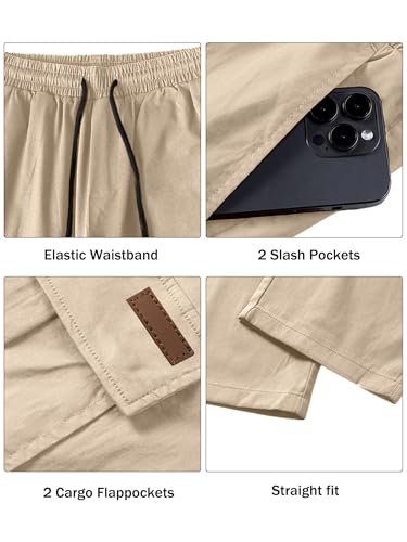 Image of Comdecevis Men's Casual Cargo Pants Workout Joggers Stretch Sweatpants Hiking Drawstring Tactical Pants with Multi Pockets