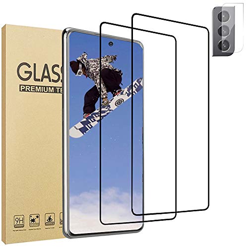 [2+1] 2 Pack 9H Tempered Glass Screen Protector for Samsung Galaxy S21 plus 5G (6.7in) + 1 Pack Glass Camera Lens Film [HD Bubble Free] [3D Curved Coverage ] Fingerprint Unlock Support
