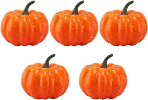 KODORIA 5pcs Fake Pumpkins Ornament Mini Simulation Pumpkins Model Artificial Foam Pumpkins Photography Table Centerpiece Props for Autumn Home Party Ornaments