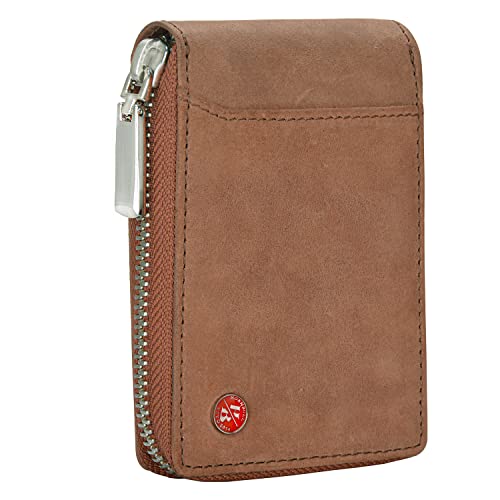 Image of HORNBULL Steve Brown RFID Blocking Leather Wallet for Men | Vertical Credit Debit Card Holder