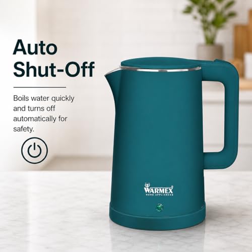 Image of Warmex 1.8 Ltr Premium Double Wall Electric Kettle For Hot Water | Touch Sensitive Panel | Cool Touch Feature | 1500 Watts | Auto Shut-off | 1 Year Warranty