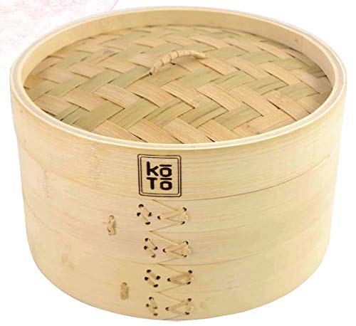 KOTO Eco-friendly 2 Tier with lid Bamboo steamer with lid, 30cm, 11.8"