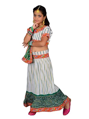 Image of AHHAAAA Kids Ethnic Ghoomar Lehenga Choli-Chania Choli with Dupatta Set for Baby Girls Y0033