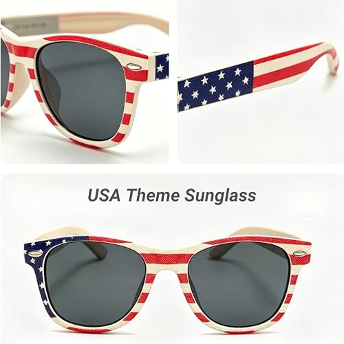 AICARSHI USA Patriotic Fan Gear Kit, 10pcs Patriotic Accessories, for Football Game Day and Parties - with USA Team Flag, Scarf, Headband, Wristbands, Sunglasses, Clapper, Cheering Sticks - image 6