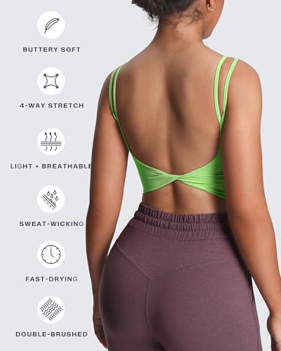 Image of Aoxjox Women's Workout Sports Bras Fitness Padded Backless Yoga Crop Tank Top Twist Back Cami