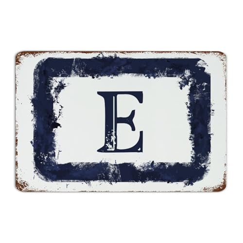 Lettre E monogramme panneau métal déco maison et porte retro - 2