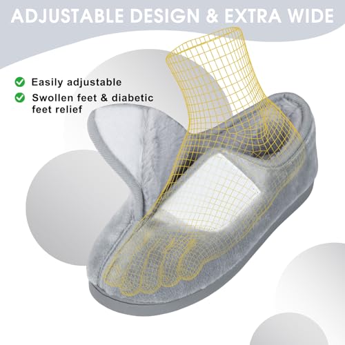 Image of Git-up Women Soft wide Slippers Memory Foam Closed Toed Diabetic Arthritis Edema House Slippers