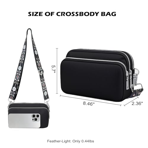 KJMYYXGS Crossbody Nylon Bags for Women Lightweight Cross Body Travel Bag with Adjustable Guitar Strap Multi Pocket Purse2