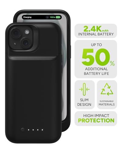 Image of Mophie Juice Pack iPhone 15 Battery Case - Legendary Power & Protection - Up to 50% Extra Battery, 6ft Drop Safety, Eco-Friendly Design, Black