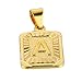Hermah Gold Plated Charm Pendant Initital Capital Letter A Mens Womens Pendant Square Charm Fashion