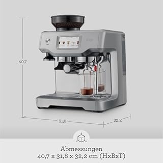 Sage - The Barista Touch - Kaffeemaschine mit automatischem Milchaufschäumer & integriertem Mahlwerk - Touchscreen, abnehmbarer Tamper, 5 Voreinstellungen - Siebträgermaschine - Gebürsteter Edelstahl