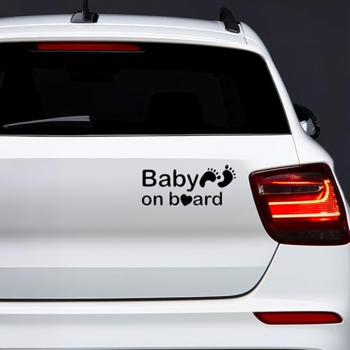 Pegatina Bebé a Bordo 14x7cm Adhesivo Vinilo para Coche Baby on Board Sticker Resistente a UV e Impermeable Pegatina Coche para Camion Autocaravana Facil de Pegar (Negro)