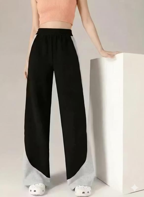 Image of Imsa Moda Plain Women's Loose Fit Trouser- Polycotton Joggers with Elastic Waistband & Side Pockets | Lower Comfortable for Gym, Running & Casual Wear