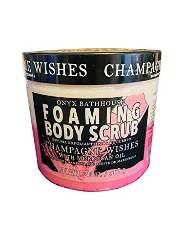 Onyx Bath House Champagne Wishes Foaming Bath Scrub 20 Oz! Infused With Moroccan Oil! Body Scrub Gently Exfoliates And Hydrate Skin! Relax Moisturizing & Rejuvenating! (Champagne Wishes)