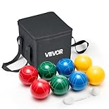 VEVOR Boccia Set mit 8 Harzkugeln (90 mm) & Kügelchen &Tragetasche (schwarz) & Messseil, Rot/Grün/Blau/Gelb, für 2 bis 8 Spieler, Boccia Spielset für Strand Rasen Familiengarten Outdoor