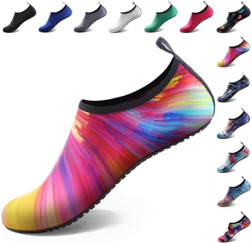 Water Shoes for Women Men Quick-Dry Aqua Socks Swim Beach Outfits Barefoot | Yoga Exercise Wear Sport Accessories Pool Camping Must Haves River Hiking Adult Youth Size 8.5-9.5 Women/ 7.5-8.5 Men