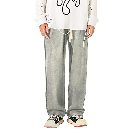 Jean droit pour homme à jambes larges et cordon de serrage