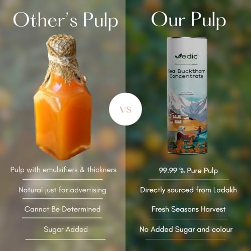 Image of Himalayan Sea Buckthorn Juice Concentrate 300ml | 99.9% Pure Natural Pulp | Refreshing Taste | Rich in Omega 3,6,7,9 & Vitamin C | Supports Immunity, Gut & Skin Health (1200 ML)