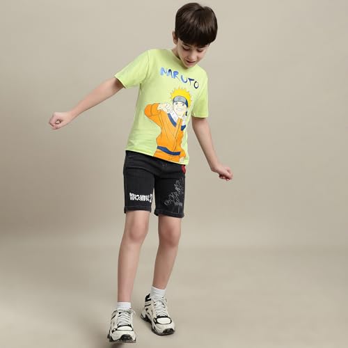 Image of Kidsville Official Naruto Anime Boys Half Sleeves Round Neck Graphic Character Printed Regular Fit Pure Breathable Cotton Fabric Tshirt