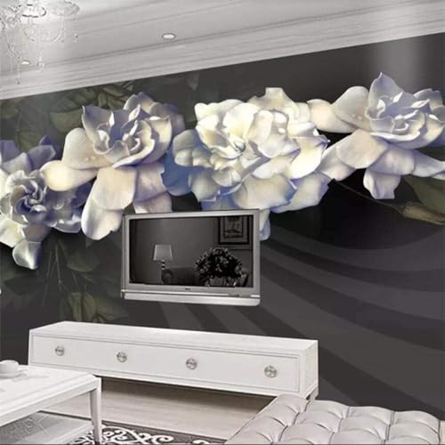 XLMING flores blancas 3D textura seda 4