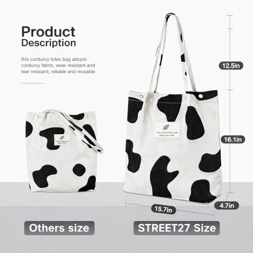Image of Street27 Korean Canvas Corduroy Tote Bag Casual Work Shoulder Handbags | Multi-Purpose Bag |Sturdy Canvas Bag with Large Capacity | Shopping Bag for Office, College & Daily Use