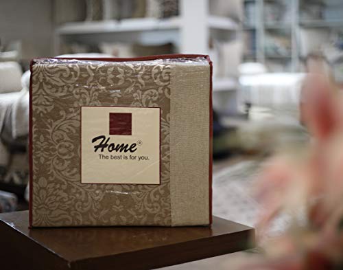 Image of Self Design Double Jacquard with Chambray Cotton Bedsheets /Designer Bedcovers for King Size Bed with 2 Pillow Cover.(Double, Brown)