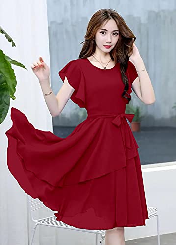 Image of GG Fashion Women's Fit and Double Flare Knee Length Dress