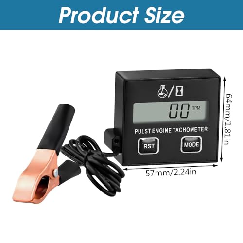 HRKVSK Drehzahlmesser Motorsäge, Digitaler Drehzahlmesser 2 Takt, Induktiver Drehzahlmesser mit Stundenzähler, Batterie Austauschbar Wasserdicht für Kettensäge, Rasenmäher und Motorräder