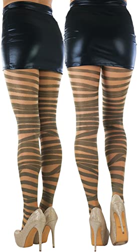 Image of ToBeInStyle Women's Strappy Zig Zag Lace Up Bandage Print Fashion Goth Tights