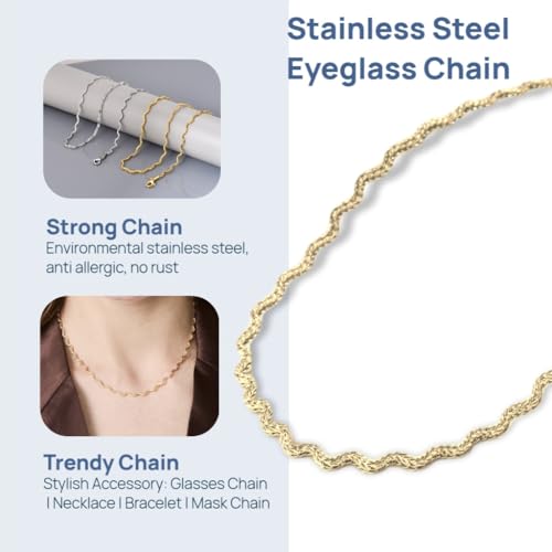 Image of Eyeglass Chain for Women Stylish,Stainless Steel Glasses Strap for Men Women,Eye Glasses Holders Around Neck
