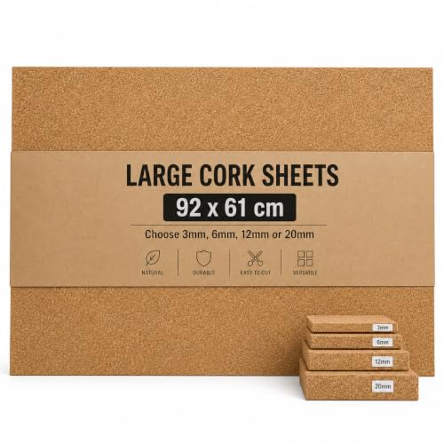 Cork Sheets 3mm 6mm 12mm and 20mm Thicknesses Natural Material