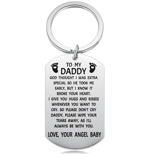 Aesnefe Miscarriage Keepsake for Dad Dog Tag, Lost Baby Memorial Gift, Angel Baby Gift for Daddy, Infant Loss Gifts, Loss of Baby Keychain, Sorry for Your Loss Condolence Gift