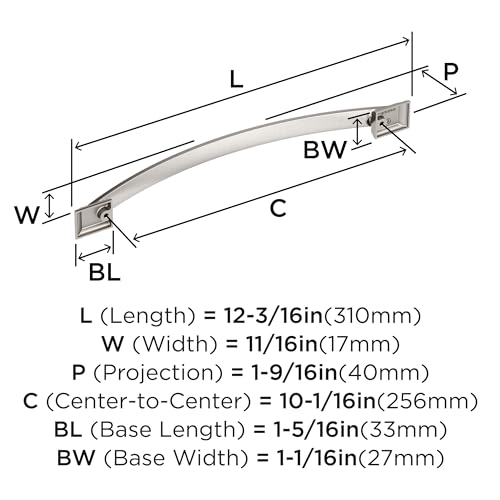 Image of Amerock Candler 10-1 /16 inch (256mm) Center-to-Center Satin Nickel Cabinet Pull, BP29352G10