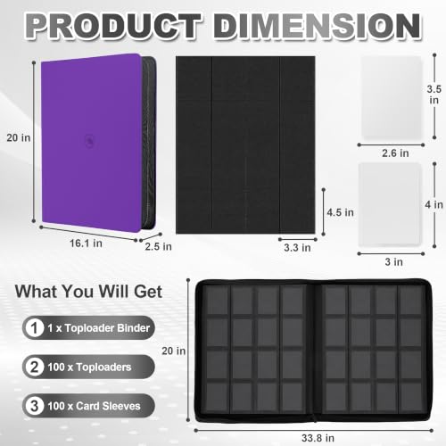 Image of Top Loader Binder 16 Pocket, Holds 640 Toploaders, 100 Toploaders INCLUDED