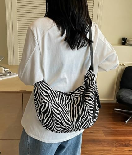 Vintage Crescent Crossbody Bag for Women Vegan Leather Sling Bag Zebra Print Dumpling Shoulder Purse Hobo Bag 20253
