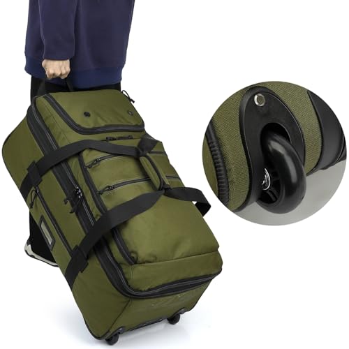 Extra Large Rolling Travel Duffle Bag with Wheels Shoes Compartment Wet Pocket 85-100L Big Expandable Duffel Bag for Men Women Heavy Duty Foldable Carry on Collapsible Luggage Camp image 3