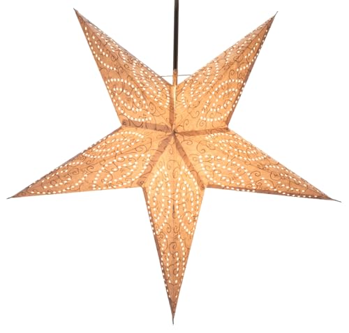 Guru-Shop Demian – Lámpara con forma de estrella, de papel, color blanco y plateado