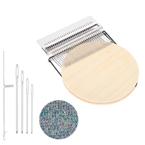 Mini métier à repriser en métal argenté 28 crochets avec boucle de tissage rigide
