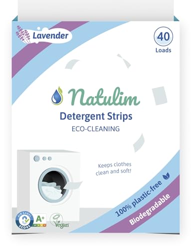 Natulim Waschmittel Blätter - Waschblätter für die Waschmaschine, Waschtücher für 40 Waschgänge - nachhaltige Waschstreifen ohne Plastik biologisch abbaubare Waschpapier Made in EU (Lavendel)